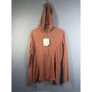 Pulp Shirt Womens Large Pink Primrose Henley Long Sleeve Hooded Top Cotton